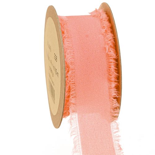 Floristik24 Chiffon Ribbon Orange Pastel Fabric Ribbon Fringe 40mm 15m