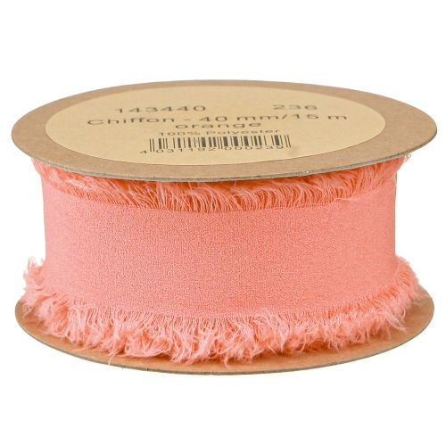 Product Chiffon Ribbon Orange Pastel Fabric Ribbon Fringe 40mm 15m