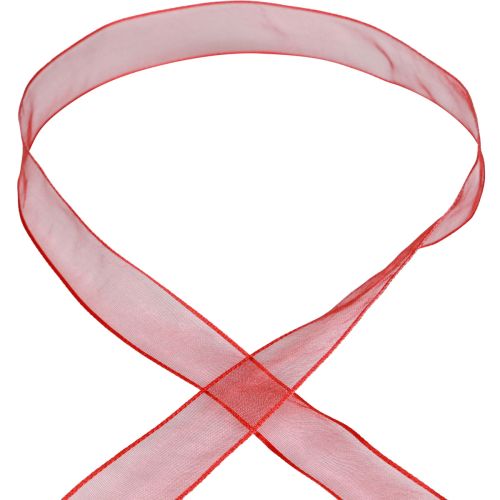 Product Chiffon ribbon organza ribbon decorative ribbon organza red 25mm 20m