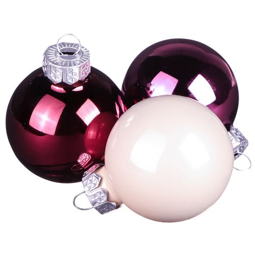 Christmas tree balls glass tree balls Berry Mix Ø5cm 24 pcs Berry Pink Beige cream shiny