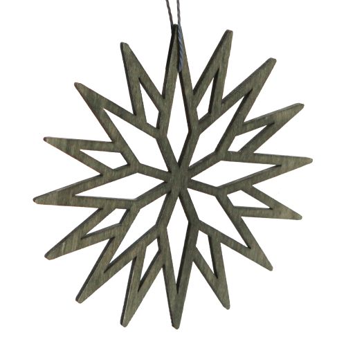 Product Christmas tree decoration wooden snowflake decoration green 10 cm 12 pieces