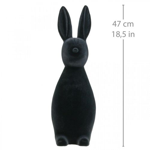 Product Deco Bunny Black Deco Easter Bunny Flocked H47cm