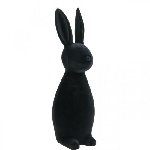 Floristik24 Deco Bunny Black Deco Easter Bunny Flocked H47cm