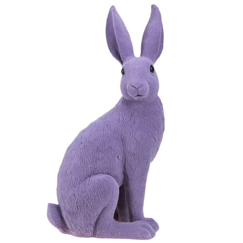 Decorative Bunny Lilac Easter Bunny sitting flocked 16×13×35cm