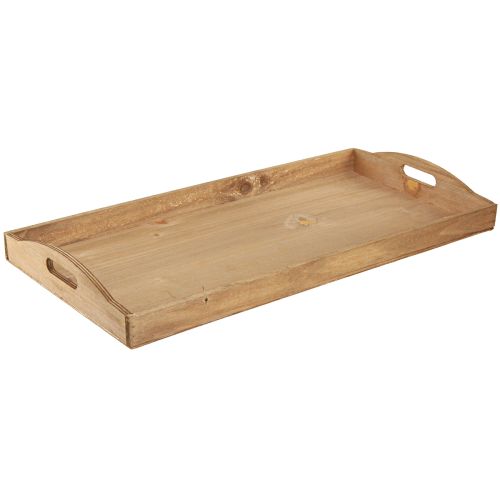 Decorative wooden tray oblong FSC in natural 58cmx28cmx6cm