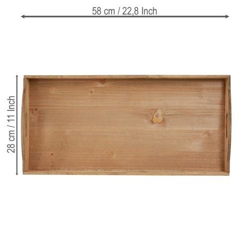 Product Decorative wooden tray oblong FSC in natural 58cmx28cmx6cm