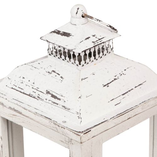 Product Decorative Lantern Shabby Chic Wood White 17.5x17.5cm H37cm