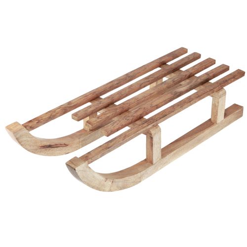 Decorative Sleigh Wooden Natural Table Decoration Winter Mango Wood 60×23×15cm