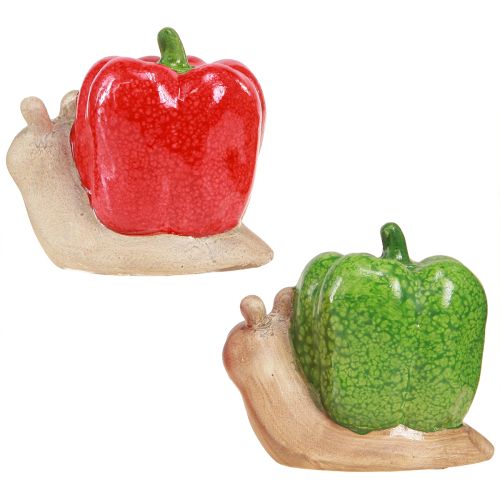 Product Decorative Snails Ceramic Paprika Red Green H10cm 2 Pcs