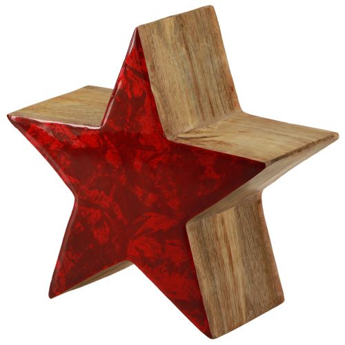 Floristik24 Decorative star wooden star red natural decoration made of mango wood Ø20cm