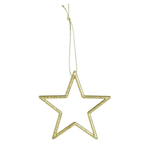 Product Decorative Stars Christmas Tree Decorations Gold Glitter 7.5cm 40 pcs