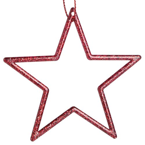 Product Decorative stars Christmas stars for hanging red 7.5cm 40 pcs