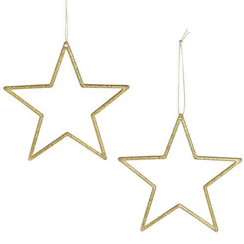 Floristik24 Decorative stars for hanging tree decoration gold Ø12cm 12 pcs