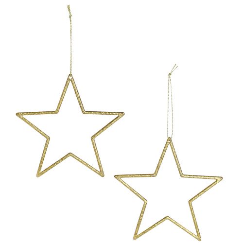 Product Decorative stars for hanging tree decoration gold Ø12cm 12 pcs