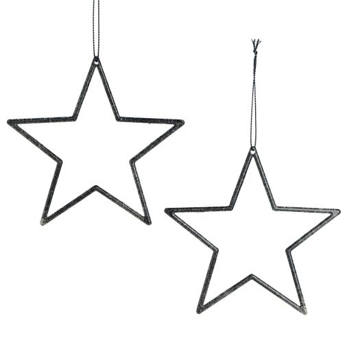 Floristik24 Decorative stars for hanging tree decoration black Ø12cm 12 pcs