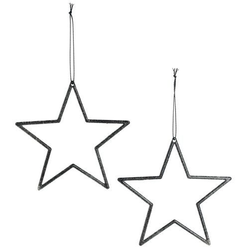 Product Decorative stars for hanging tree decoration black Ø12cm 12 pcs