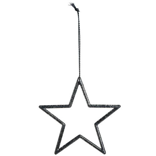 Product Decorative stars for hanging black glitter Ø7.5cm 40 pcs