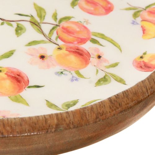 Product Decorative plate with base mango wood peach motif Ø26cm H9.5cm