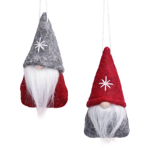 Product Decoration gnome Christmas tree decoration felt red grey 5×9cm 6 pcs