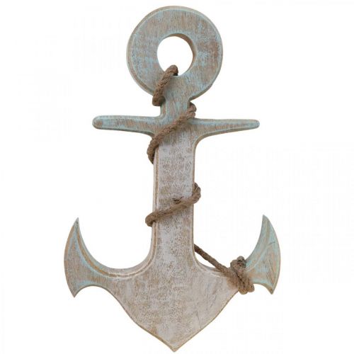 Product Anchor Deco Wood Maritime Deco White Blue 24.5cmx14.5cm