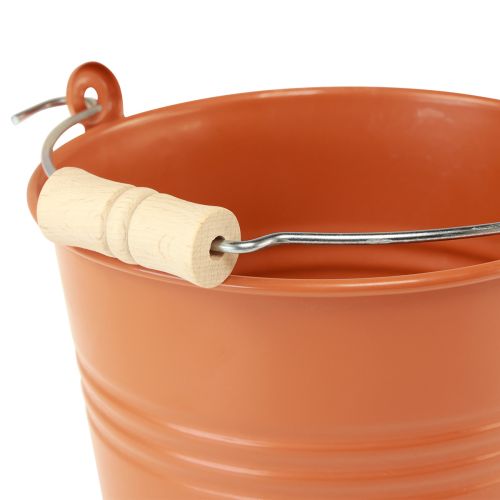 Product Decorative bucket metal planter orange brown Ø16cm H14.5cm 1.6L