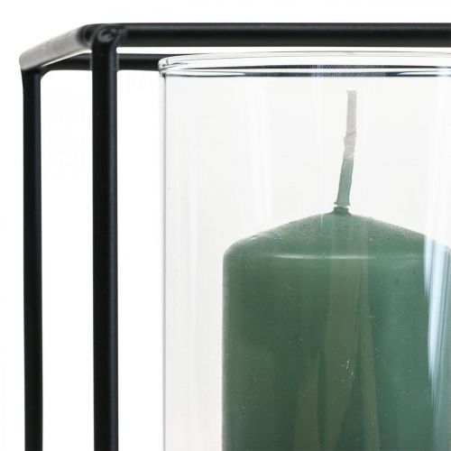 Product Decorative Candle Holder Black Metal Lantern Glass 12×12×13cm