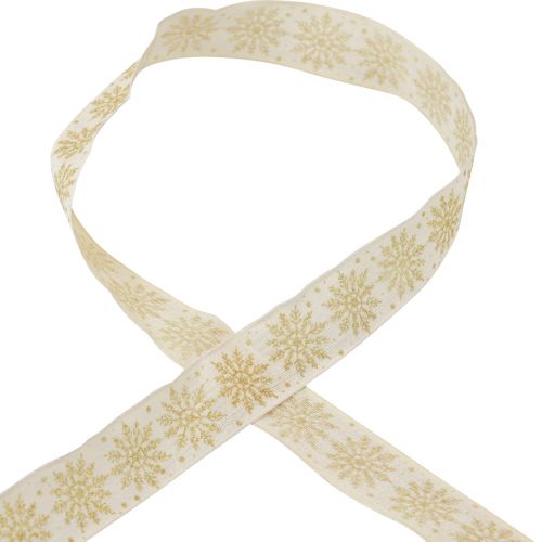 Product Christmas ribbon gift ribbon snowflake white 25mm 20m