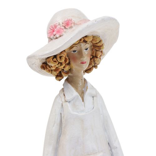 Product Decorative figures gardener decoration woman with flowers white pink H21cm