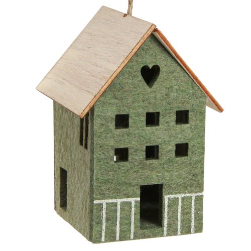 Floristik24 Decorative Hanging Felt Decoration House Green Natural 6cmx8cmx11cm 4 Pcs