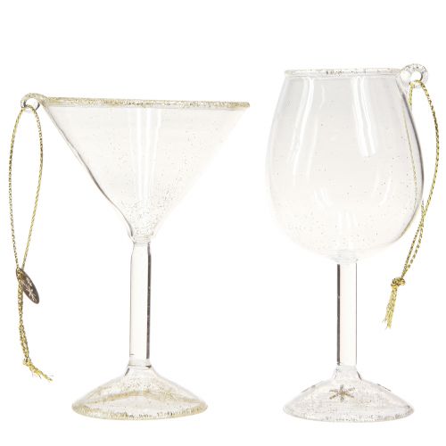 Product Decorative Hanging Glasses Clear with Gold 9cm 2pcs