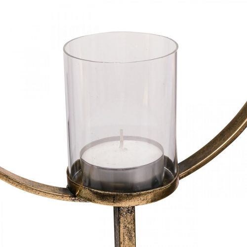 Floristik24 Decorating Lantern Metal Candle Holder Golden Glass Ø28cm