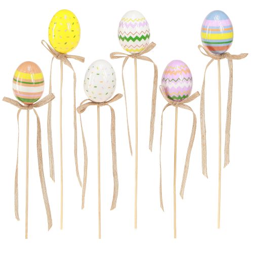 Product Decorative Easter Eggs with Bow Colorful 4x5.5cm 12 Pcs