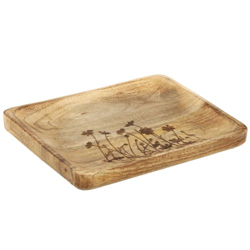 Decorative tray mango wood with floral pattern tray 25×20cm