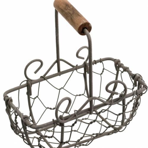 Product Mini wire basket variation with wooden handle rust brown H10.5–11.5cm 9 pcs