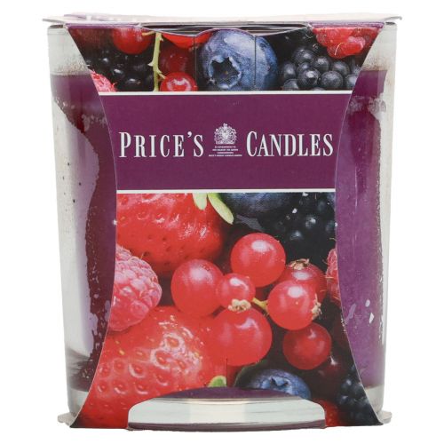 Product Scented candle in a glass summer scent berries mix purple H8cm