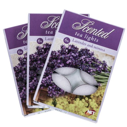 Product Scented candles lavender mimosa, tea lights scented Ø3.5cm H1.5cm 18 pieces