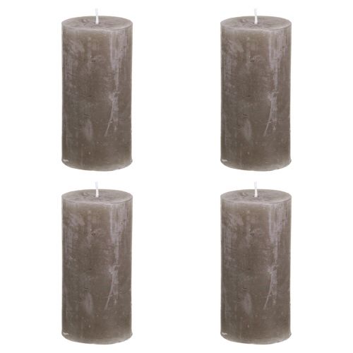 Product Solid coloured candles brown pillar candles 50×100mm 4 pcs