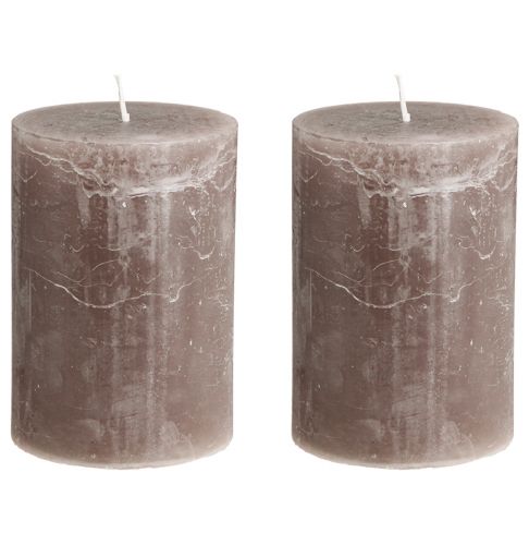 Product Solid coloured candles brown pillar candles 85×120mm 2 pcs