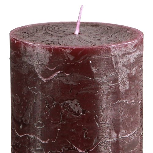 Product Solid coloured candles Burgundy pillar candles 70×120mm 4 pcs