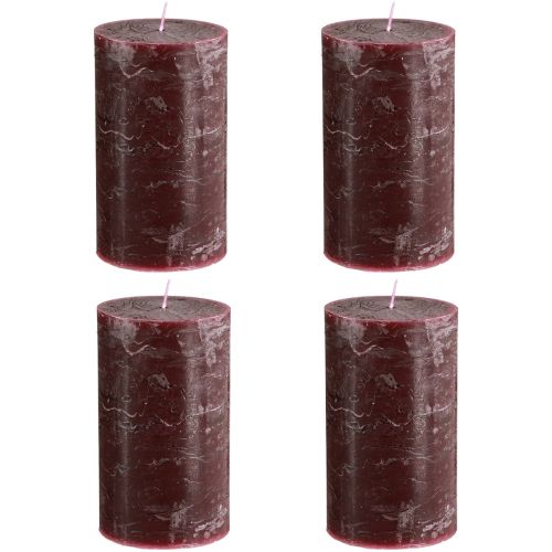 Product Solid coloured candles Burgundy pillar candles 70×120mm 4 pcs