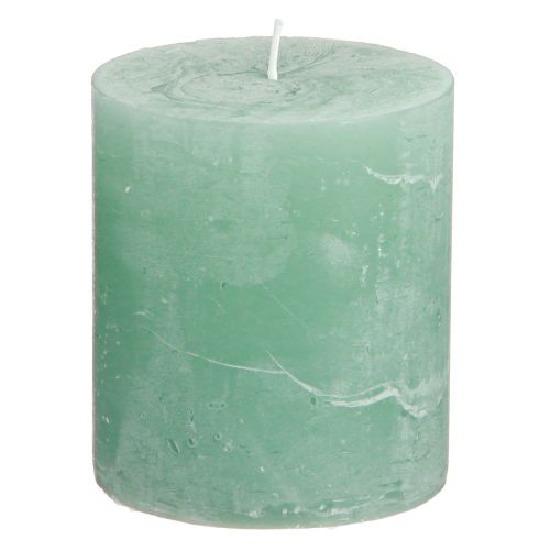 Floristik24 Solid coloured candles green jade pillar candles 70×80mm 4 pcs