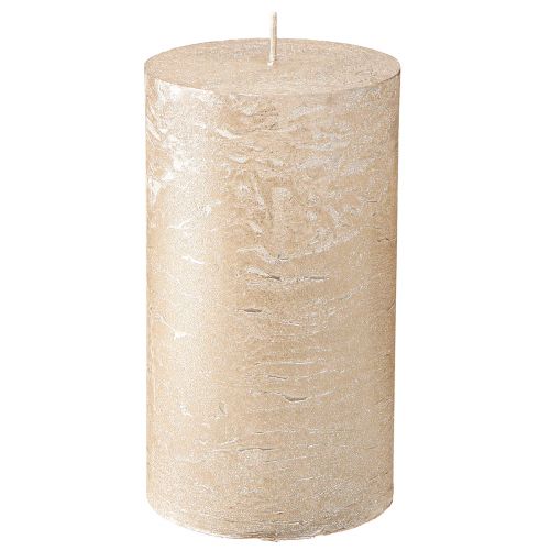 Floristik24 Solid colored candles platinum 85x150mm 2pcs