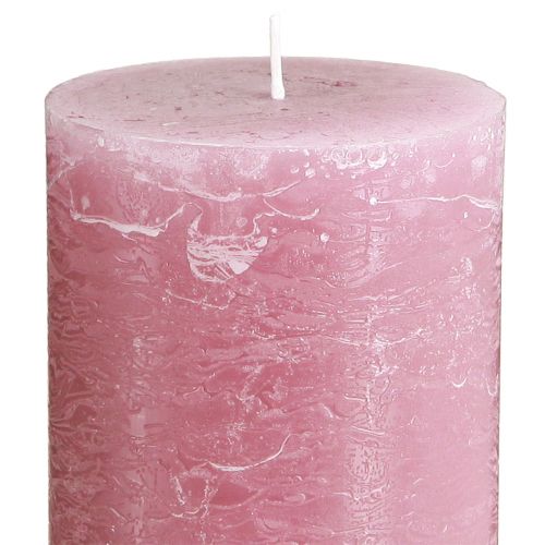 Product Solid coloured candles pink pillar candles old pink 70×120mm 4 pcs