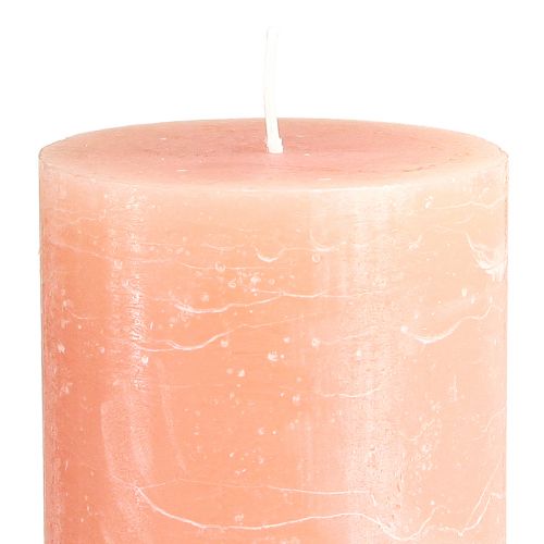 Product Solid coloured pillar candles in peach 85x200mm 2 pcs