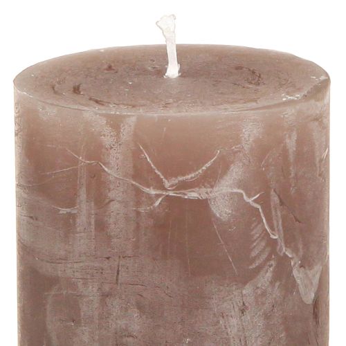 Product Solid coloured pillar candles 3 colours brown 60×100mm 12 pcs