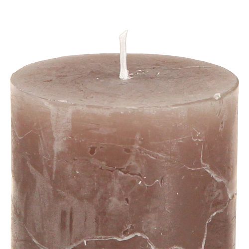 Product Solid coloured pillar candles 3 colours brown 60x80mm 12 pcs