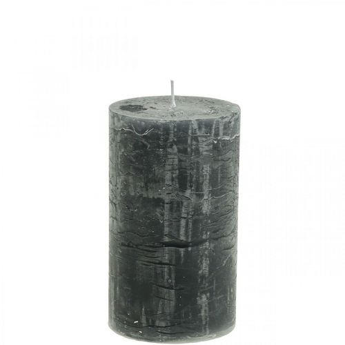 Floristik24 Solid-colored candles anthracite pillar candles 70×120mm 4 pcs