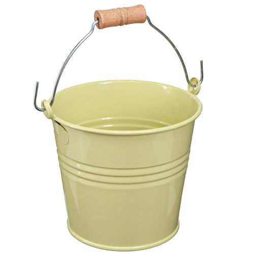 Floristik24 Bucket Metal Flowerpot Handle Green-Yellow 20x17.5x16cm 2pcs