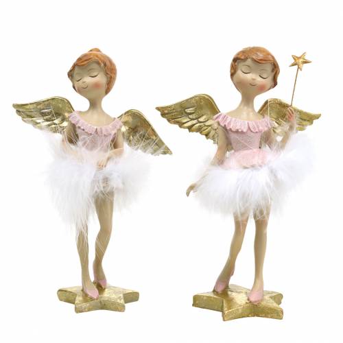 Product Deco ballerina angel pink, golden Ø11.5 H15cm 2pcs