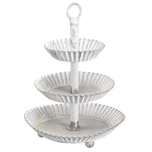 Etagere metal 3-tier tiered tray white H23cm